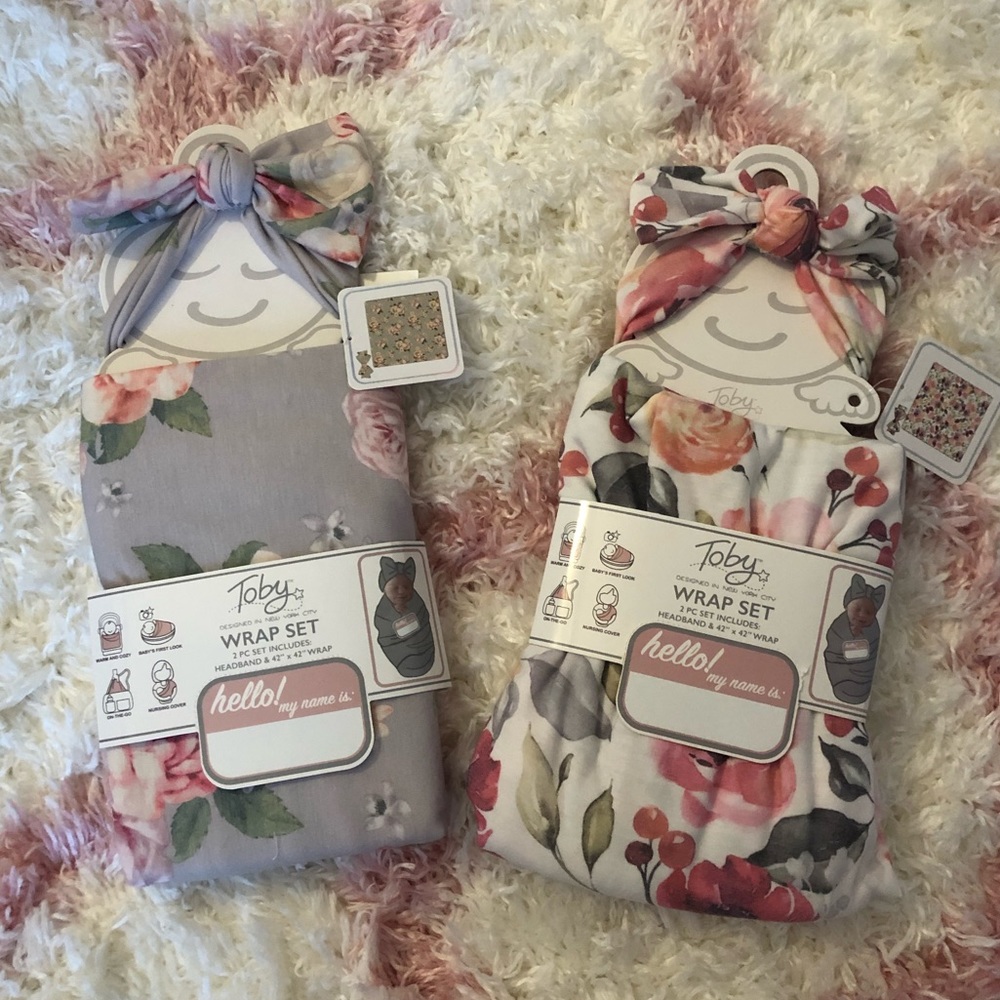 NWT Two Toby Wrap Set Swaddle and Headband